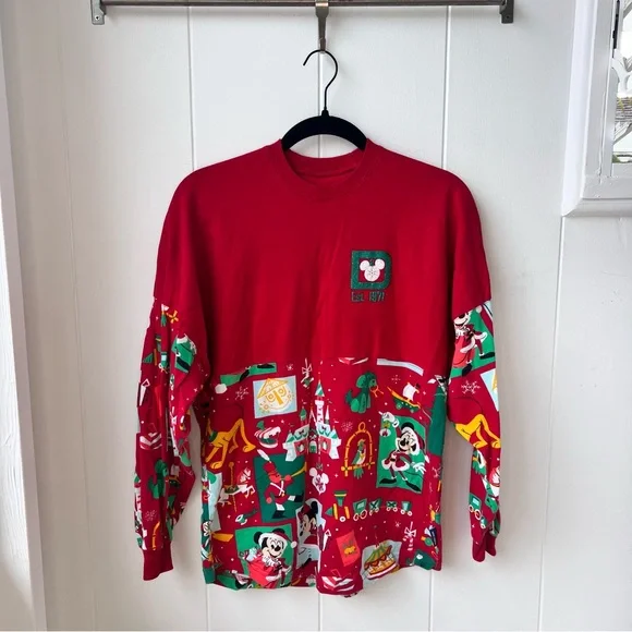 Rare Disney World Parks Holiday Mickey Fab Five 2020 Spirit Jersey Red Adult XS - Picture 2 of 6